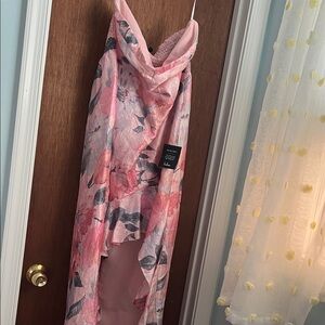 Lulu's Pink Floral Strapless Dress